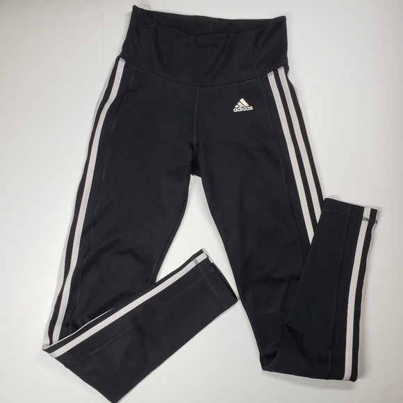 Adidas Climalite 3 Stripe Leggings Size XS - Picture 1 of 6